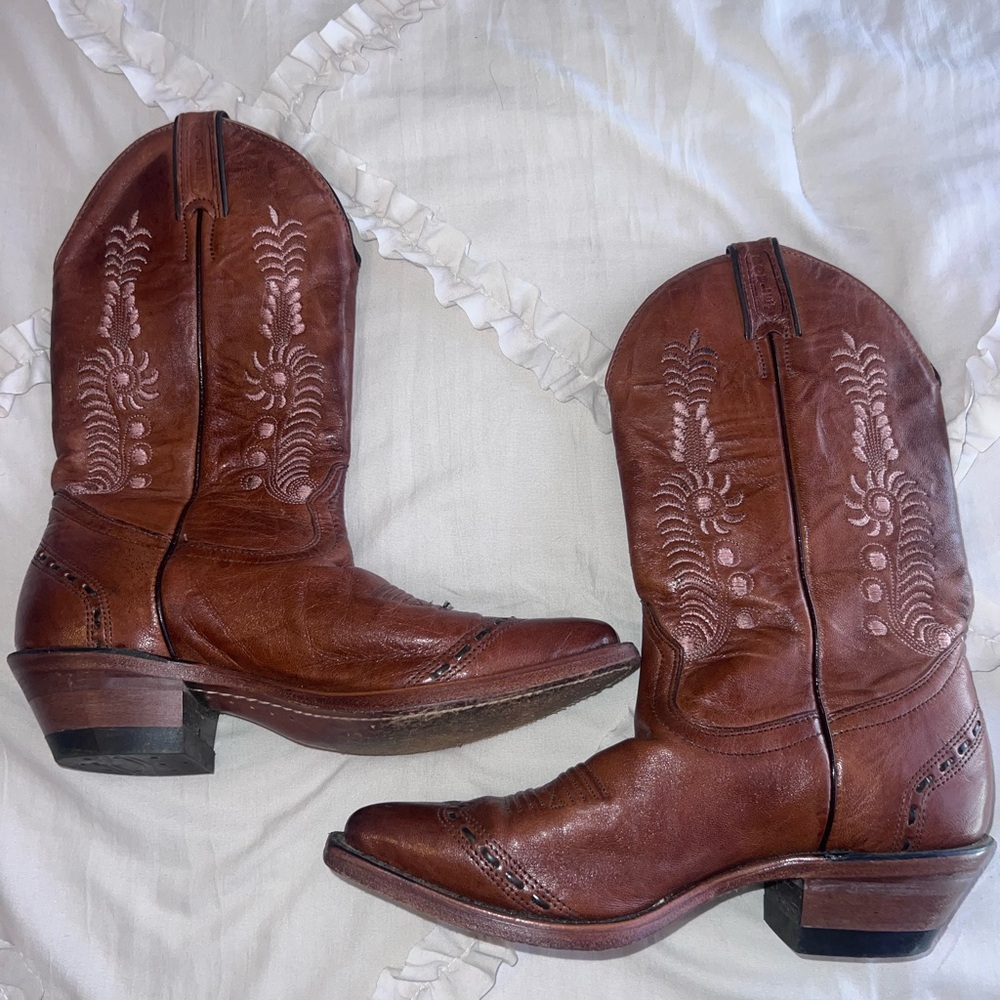 Brown Leather Women's Western Cowboy Boots